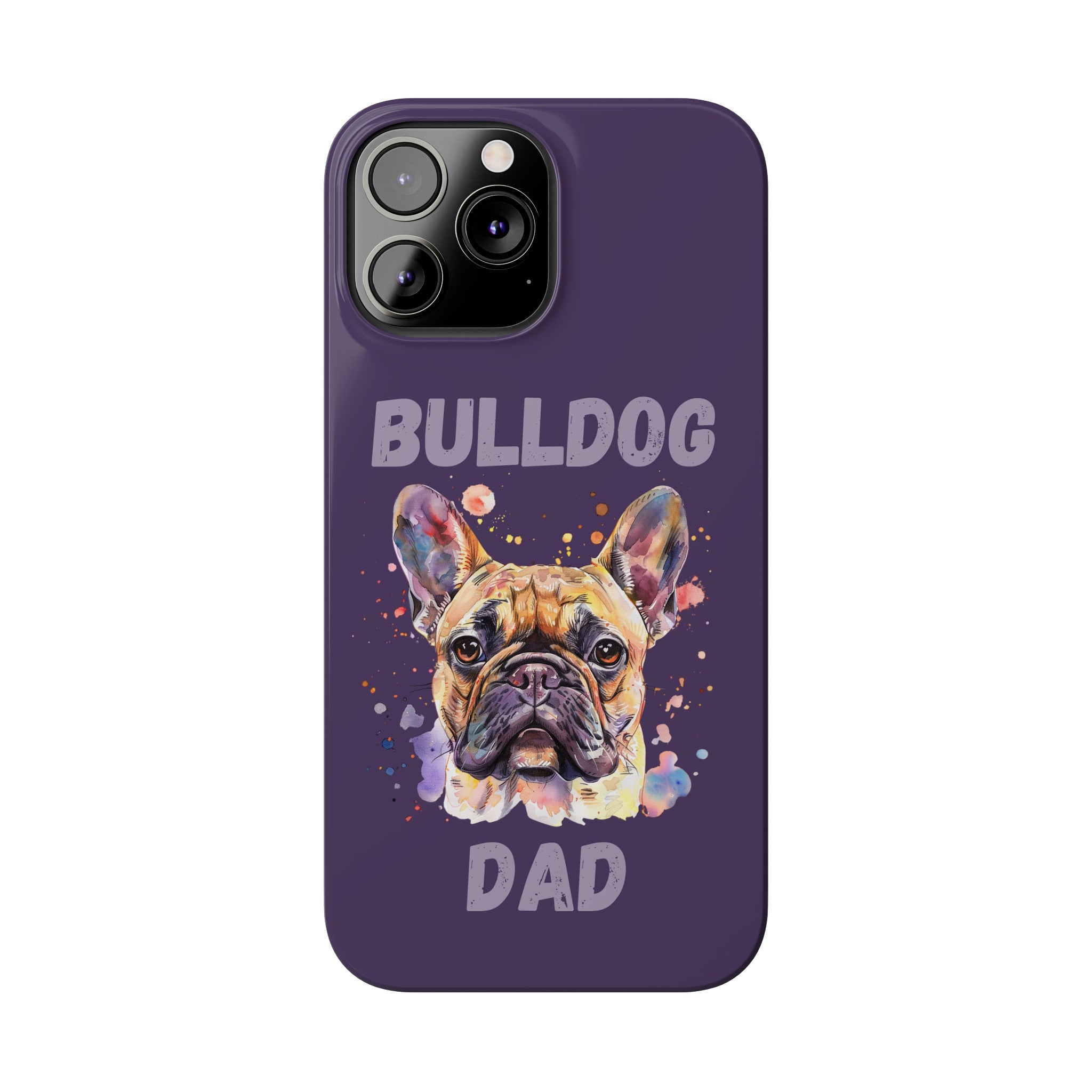 Bulldog Dad iPhone Cases (French/Purple)
