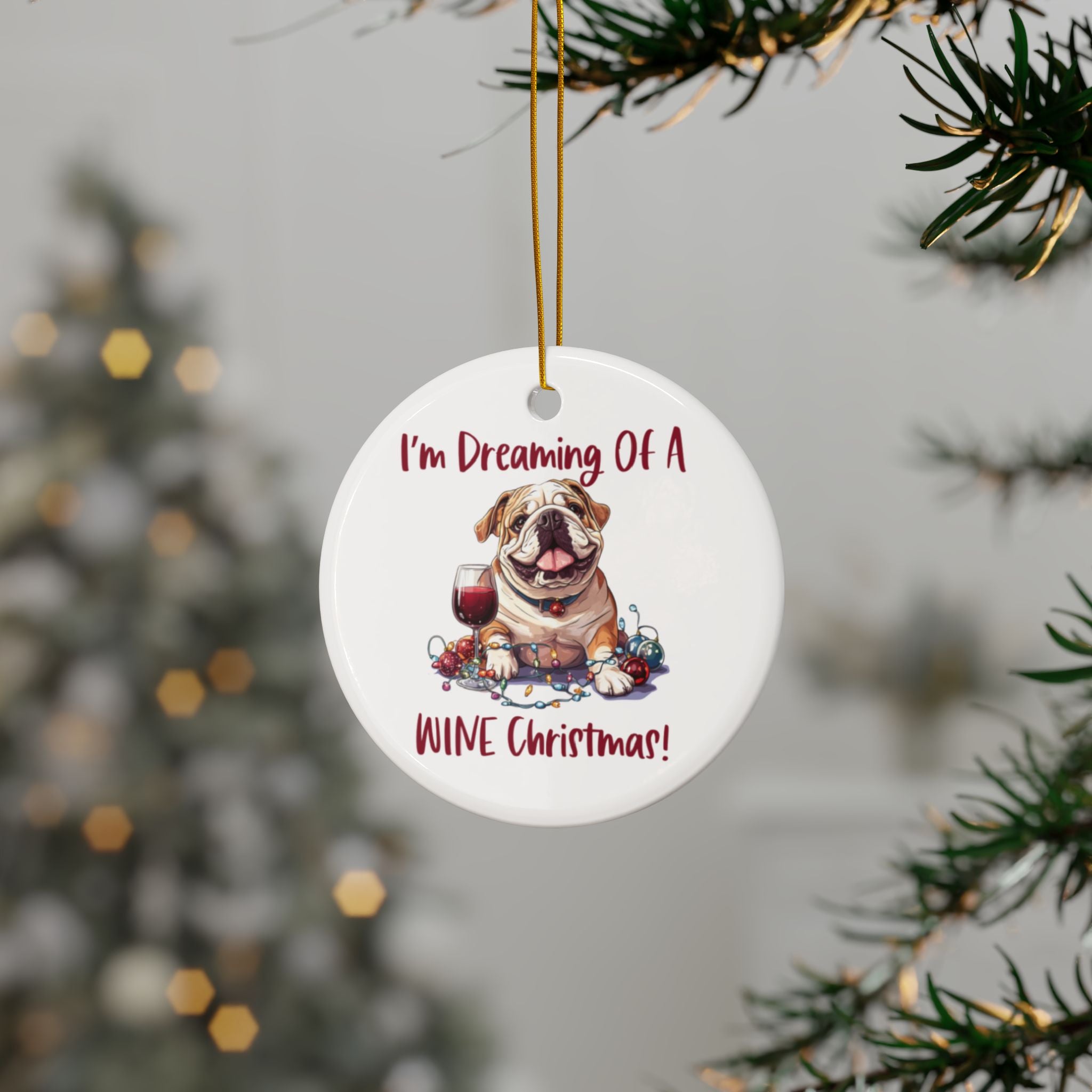 Dreaming of a Wine Xmas Ornament (1pc, 3pcs, 5pcs, 10pcs/English)