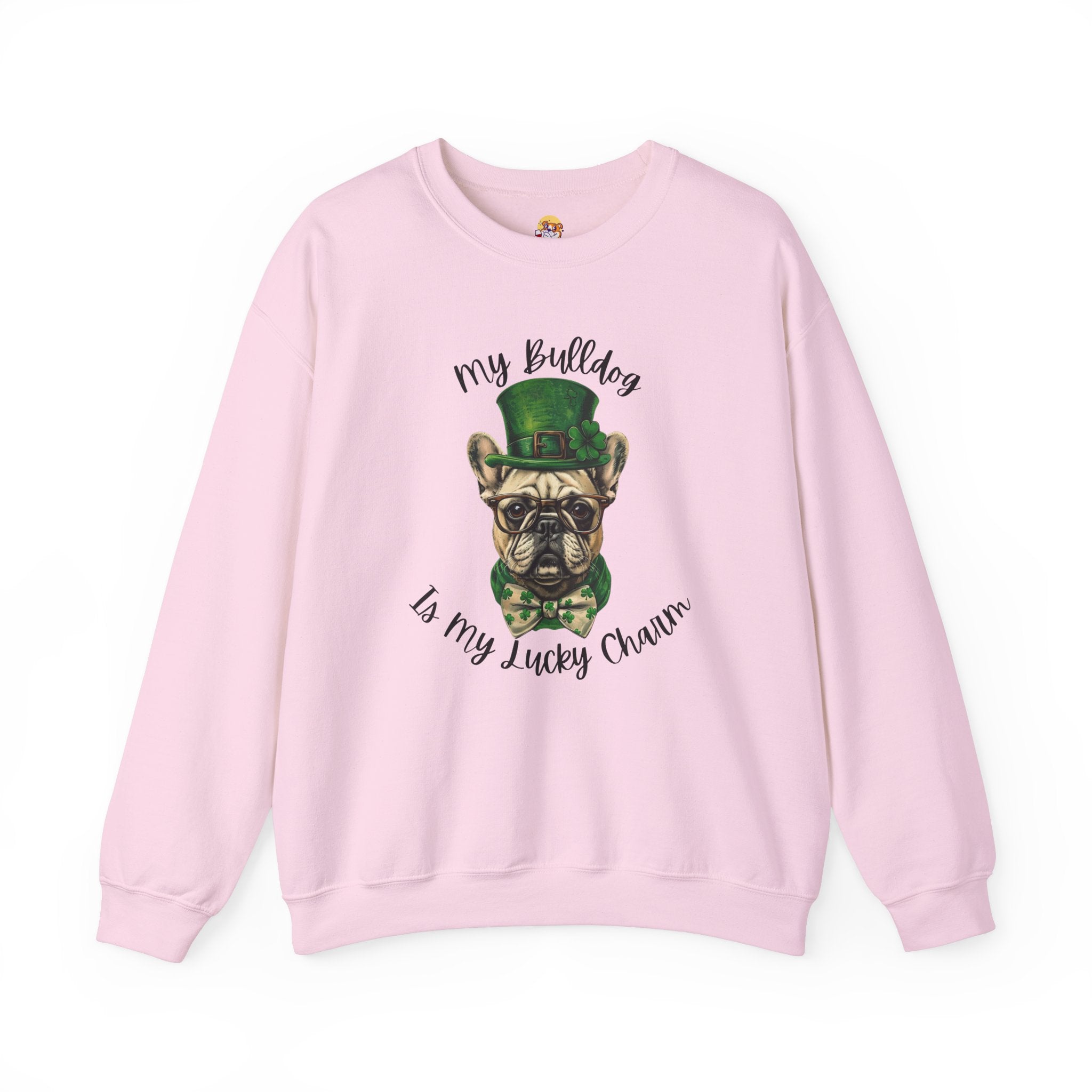 Tipsy Bully St. Patrick's Day Sweatshirt: "My Bulldog is My Lucky Charm (French)