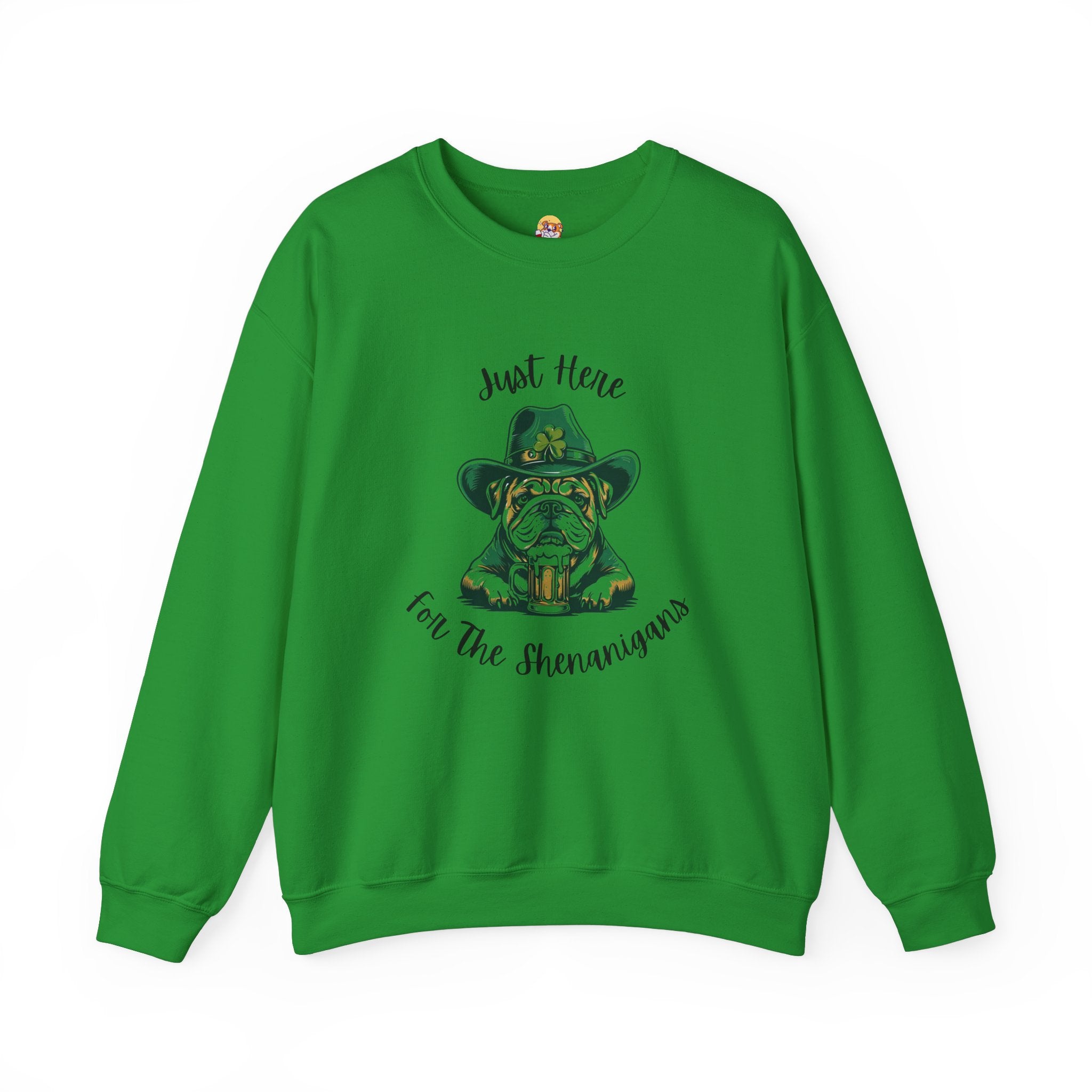 Tipsy Bully St. Patrick's Day Sweatshirt: "Just Here for the Shenanigans" (English)