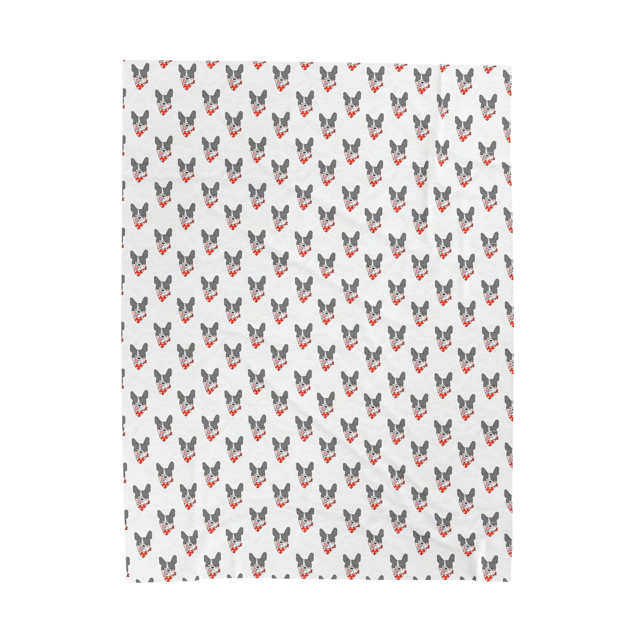 Bulldog Cuddle Haven: All-Over-Print Velveteen Blanket (French)