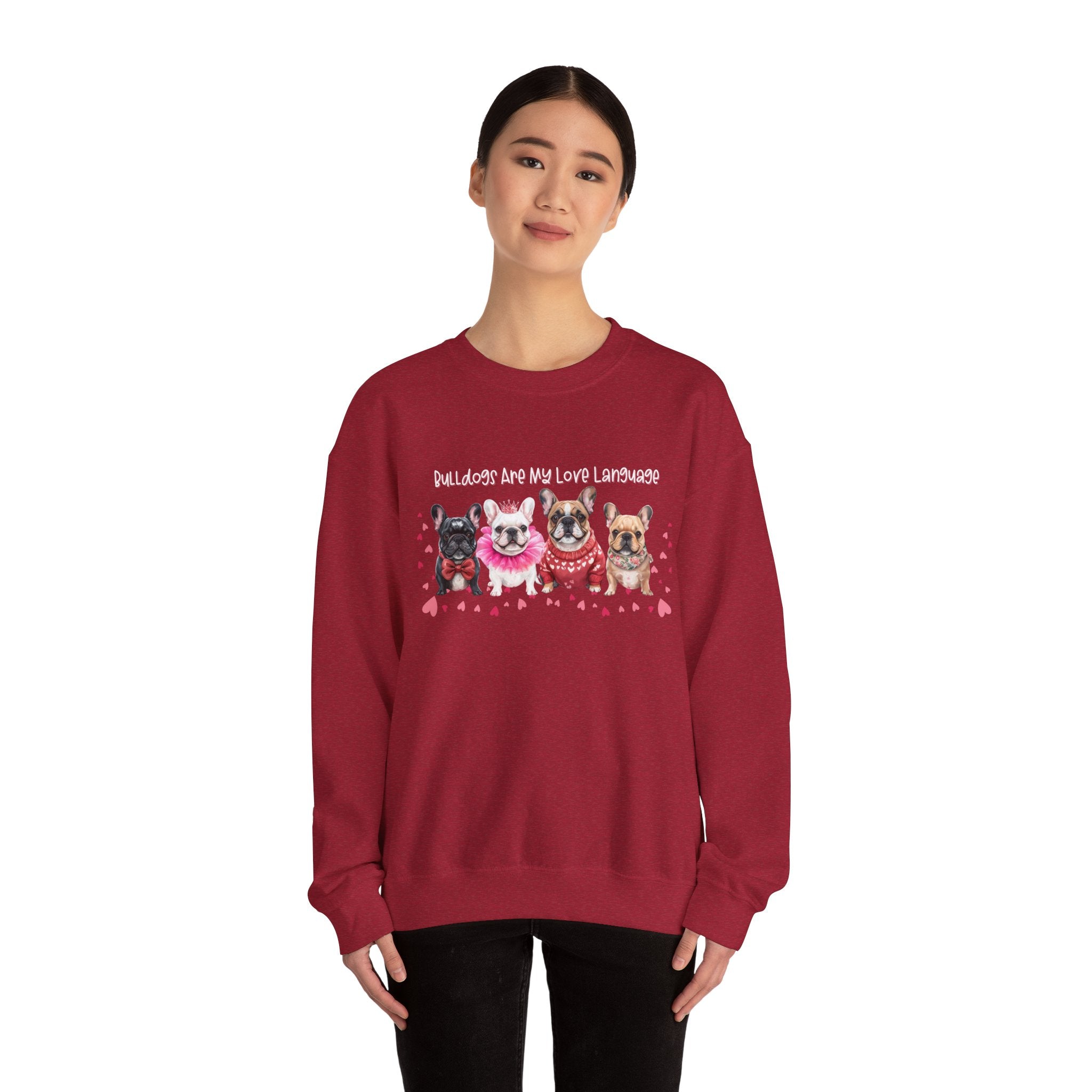 Bulldog Valentine’s Day Crew Neck Sweatshirt (French)