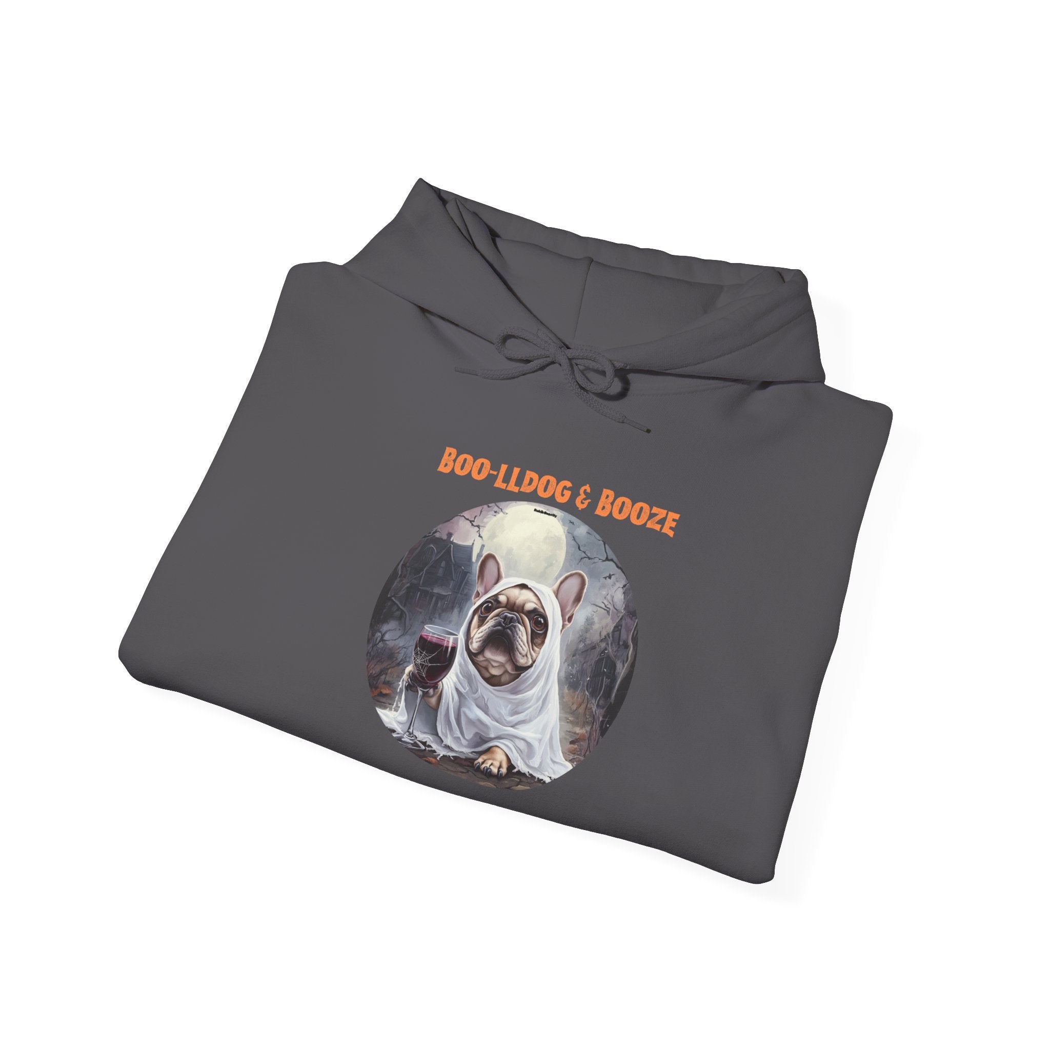 Boo-lldog & Booze Halloween Bulldog Hoodie (Tan/French)