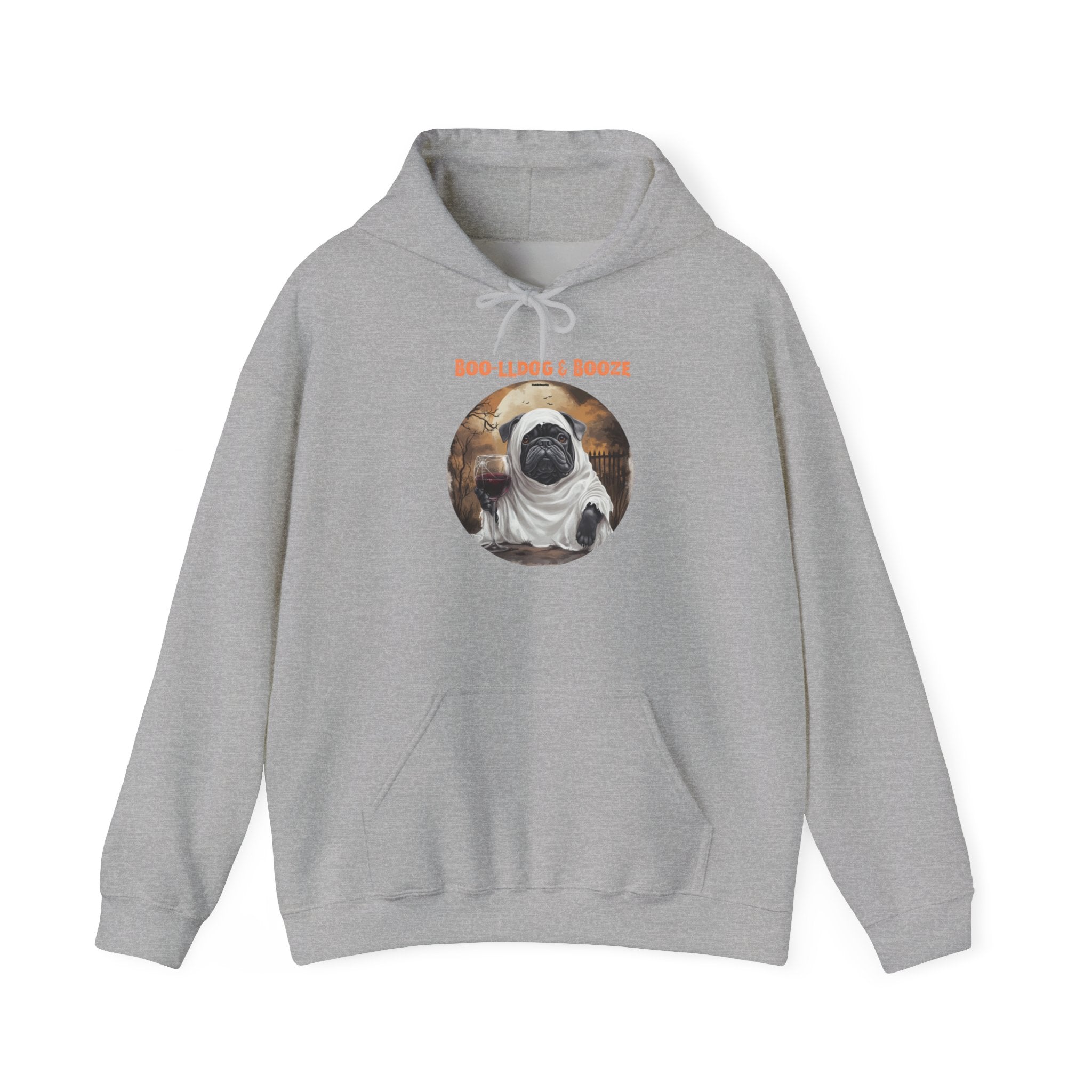 Boo-lldog & Booze Halloween Bulldog Hoodie (Black/English)