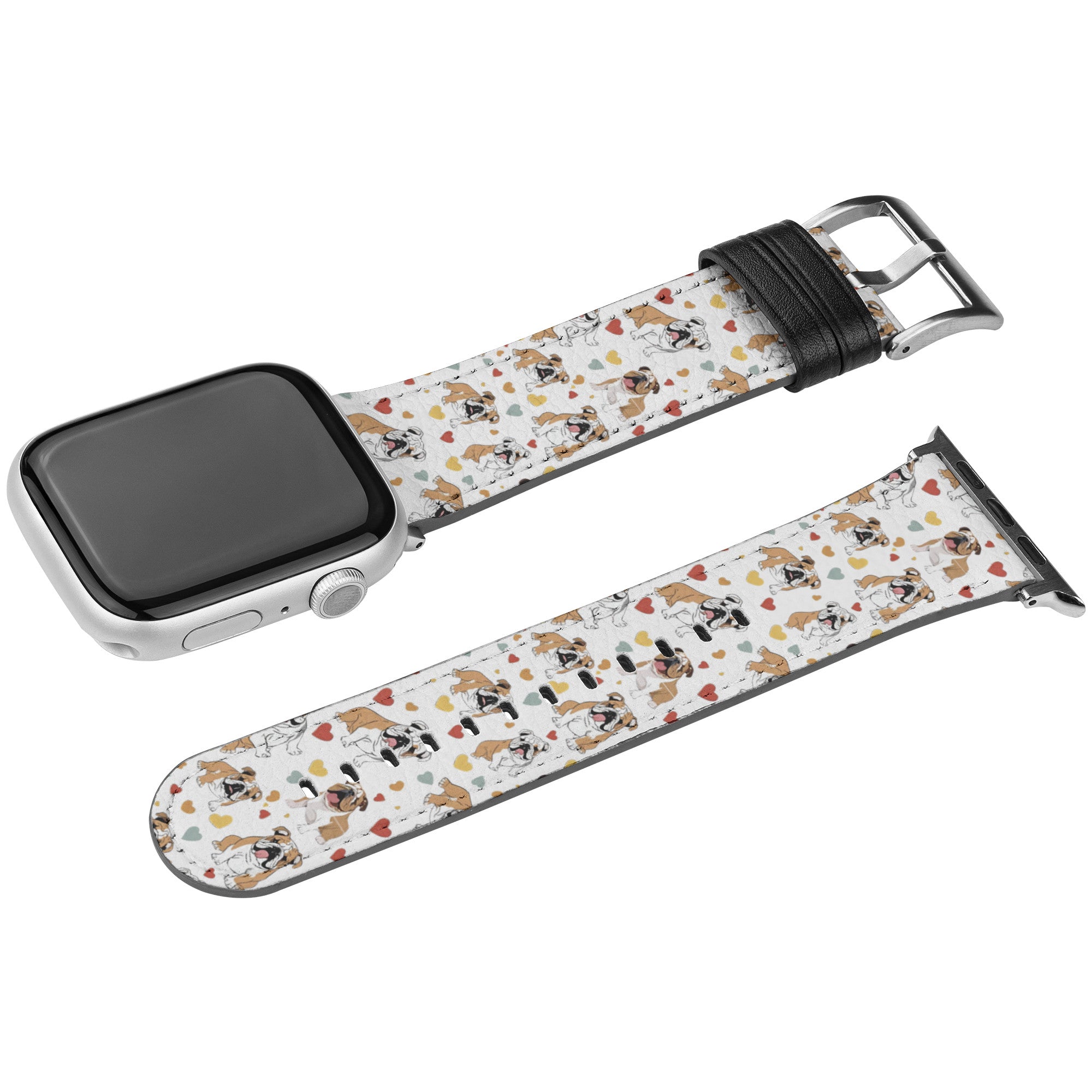 Tipsy Bully Bulldog Print Apple Watch (English/heart)