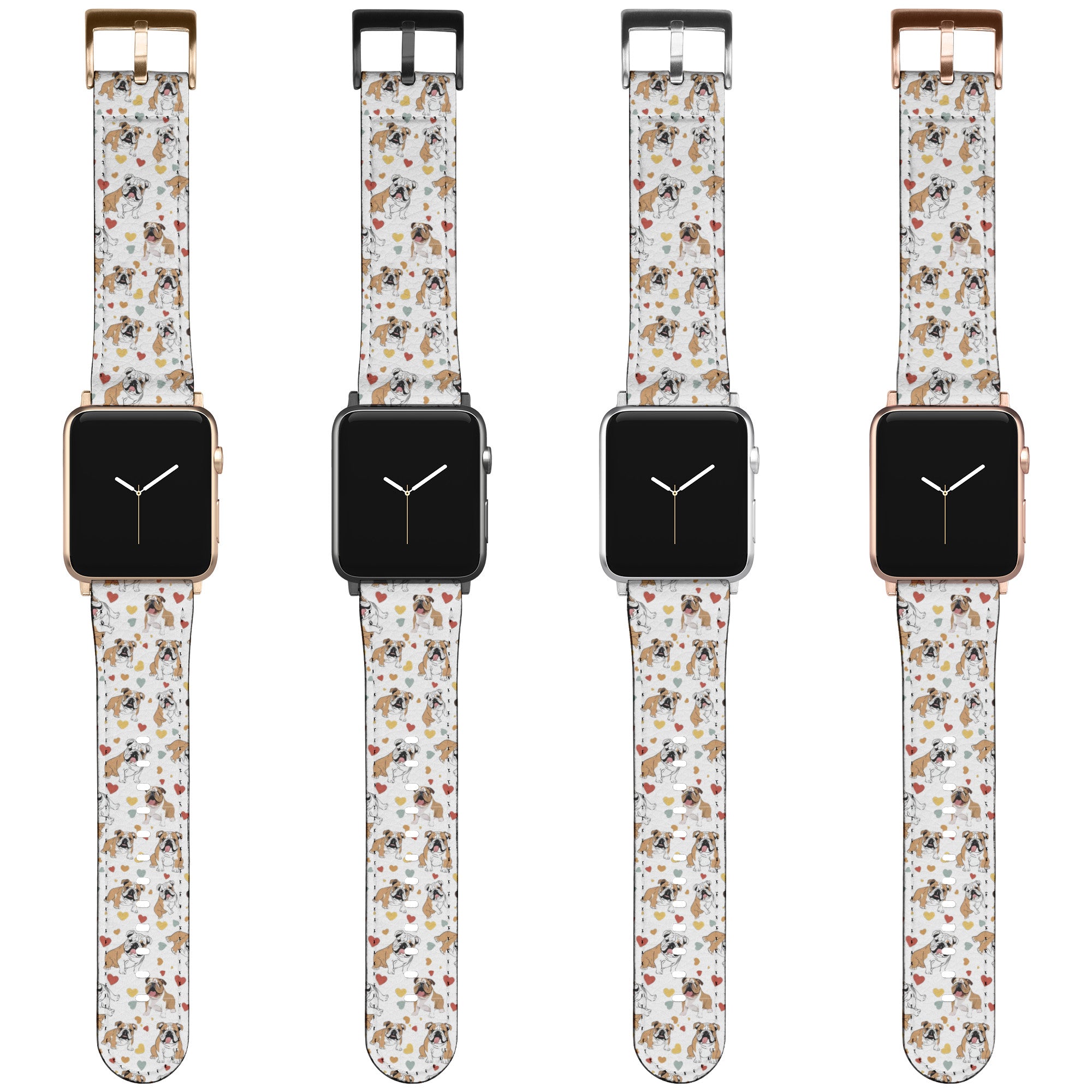 Tipsy Bully Bulldog Print Apple Watch (English/heart)