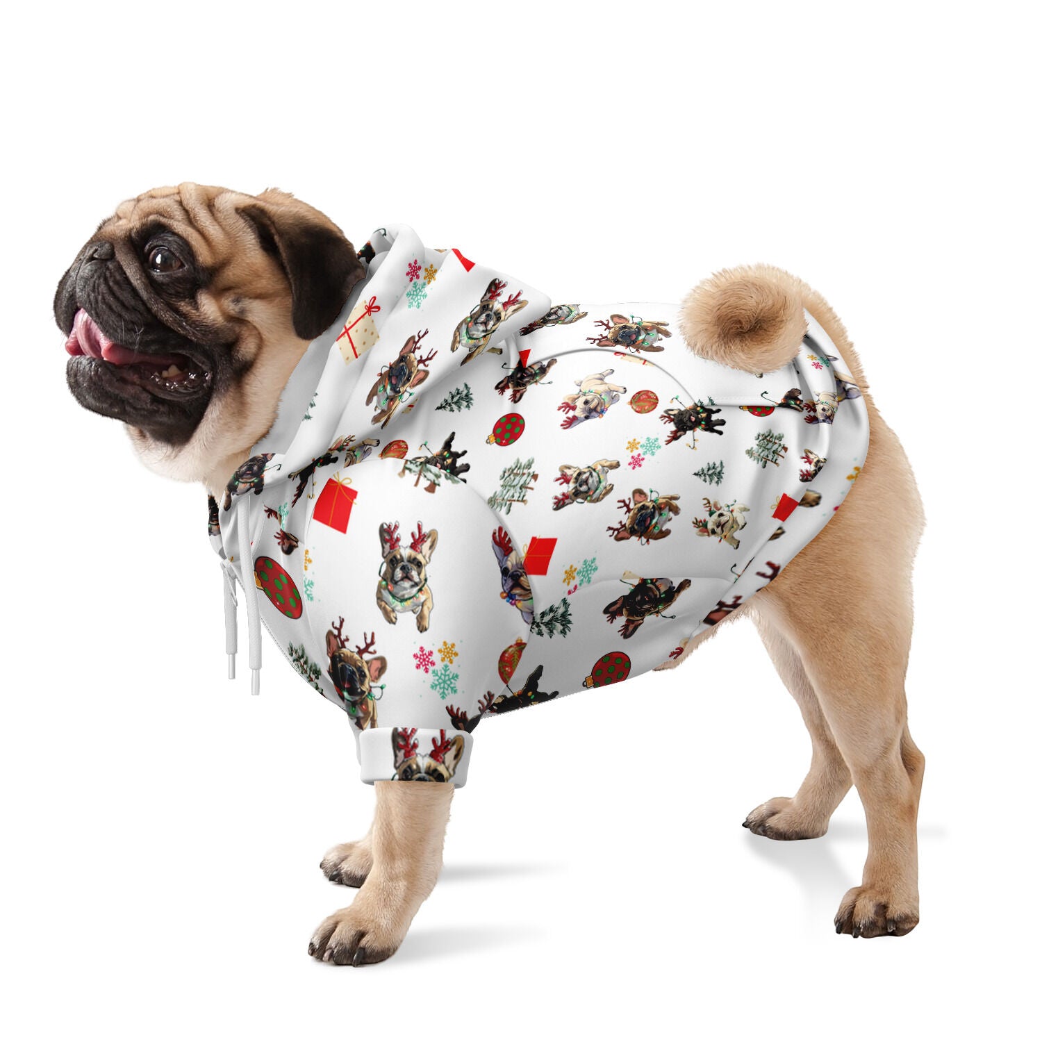 "Jolly Bulldog" Christmas Dog Hoodie (French)