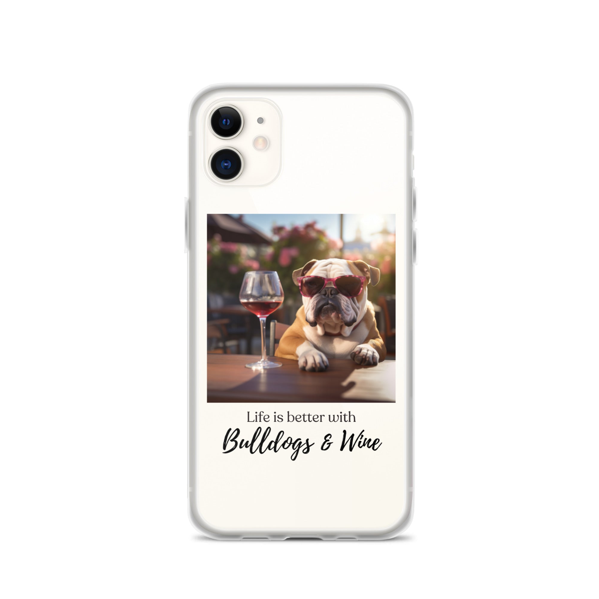 Clear Case for iPhone® - Life is Better - English Bulldog - Brown