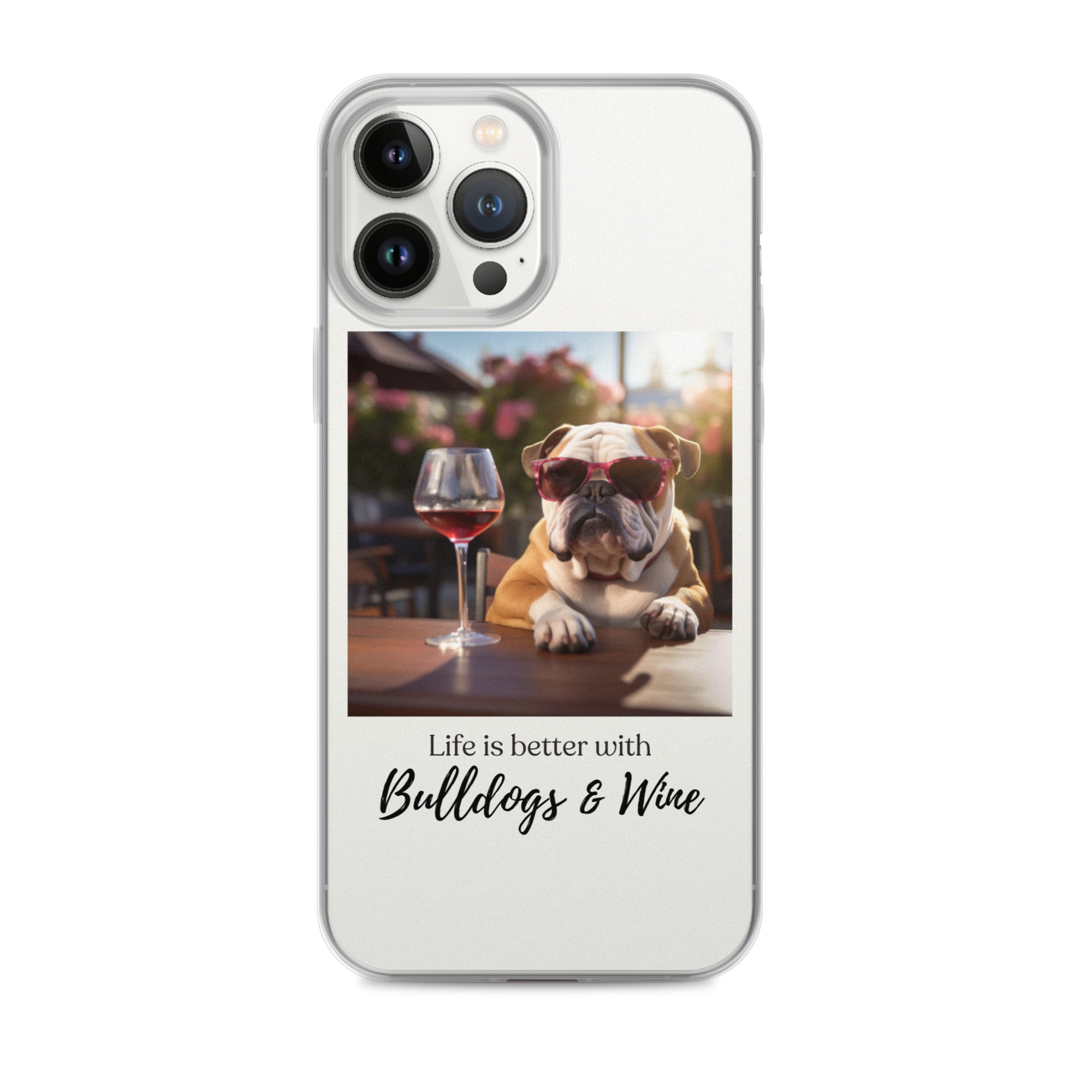 Clear Case for iPhone® - Life is Better - English Bulldog - Brown