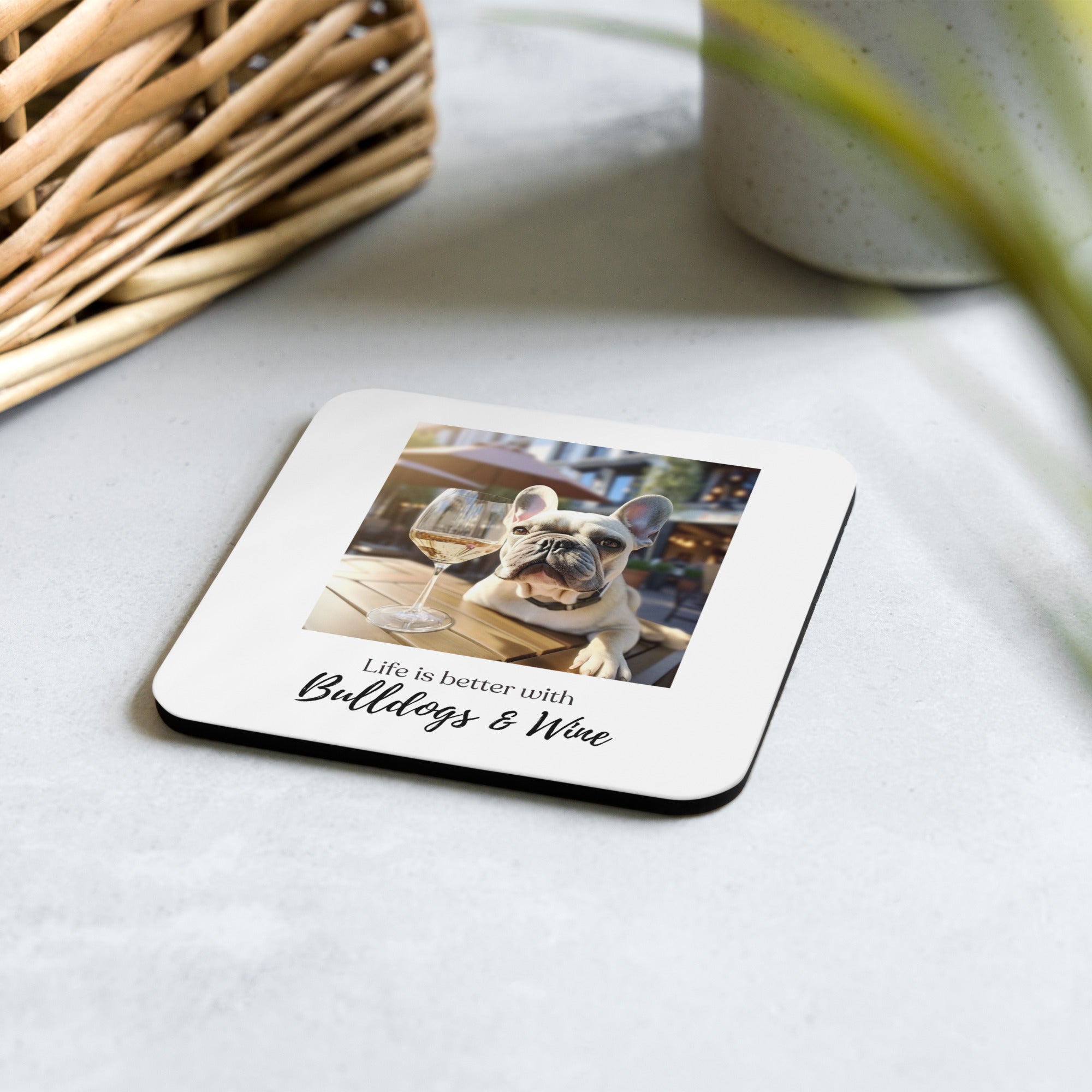 Cork-back coaster - Life is Better - French Bulldog (Qty 1)