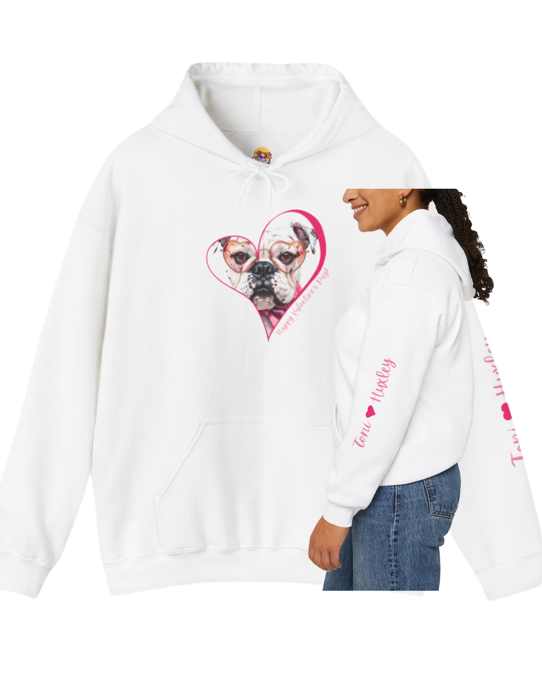 Personalized Paw-fect Love Valentine’s Unisex Heavy Blend™ Hooded Sweatshirt (English)