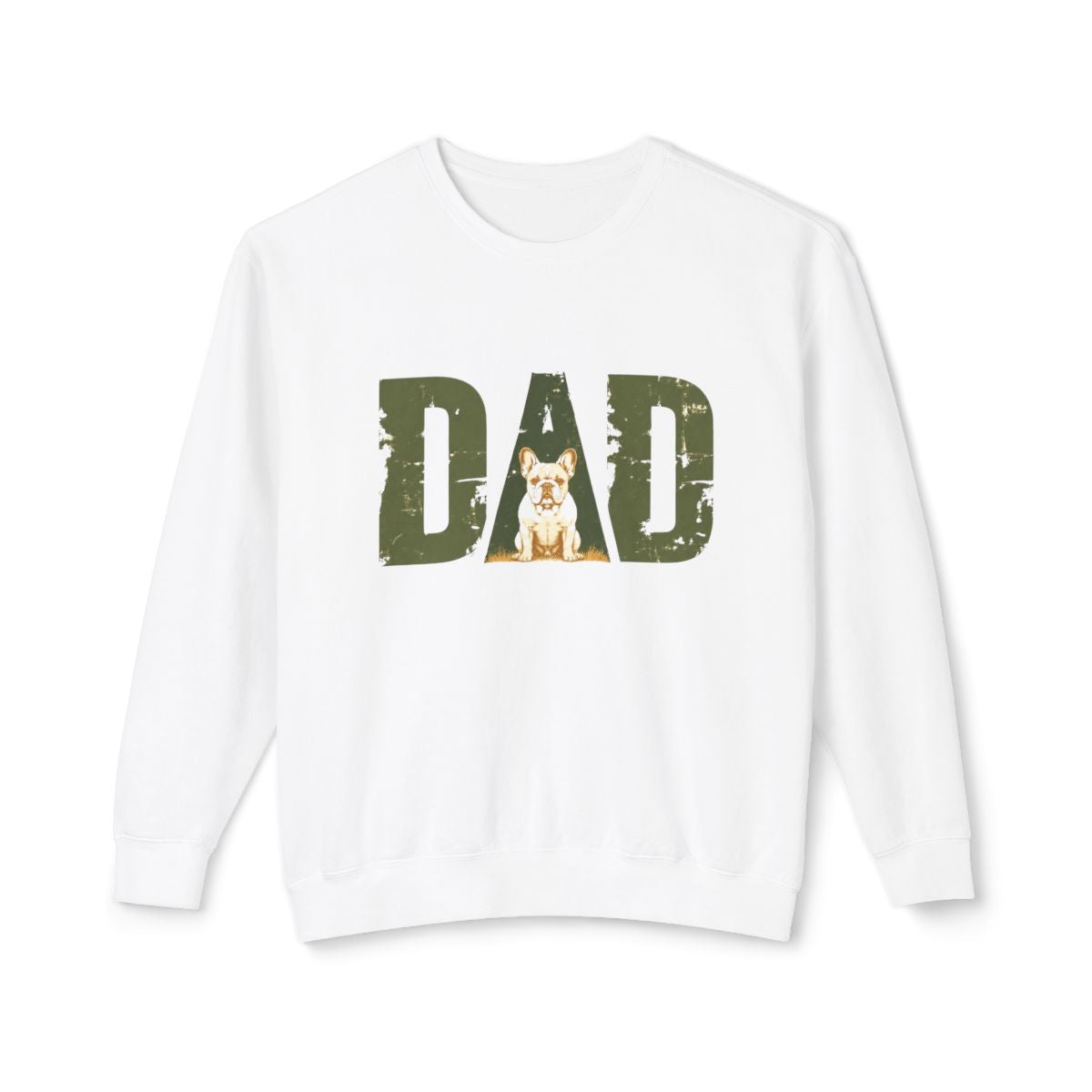Bulldog Dad Crewneck Sweatshirt | Distressed DAD Sweatshirt for Bulldog Dads (French)