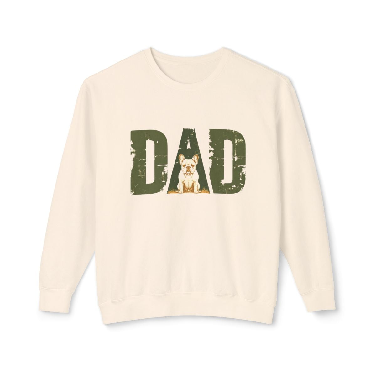 Bulldog Dad Crewneck Sweatshirt | Distressed DAD Sweatshirt for Bulldog Dads (French)