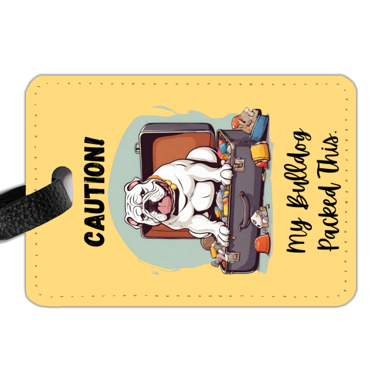 Bulldog Luggage Tags (English/White)