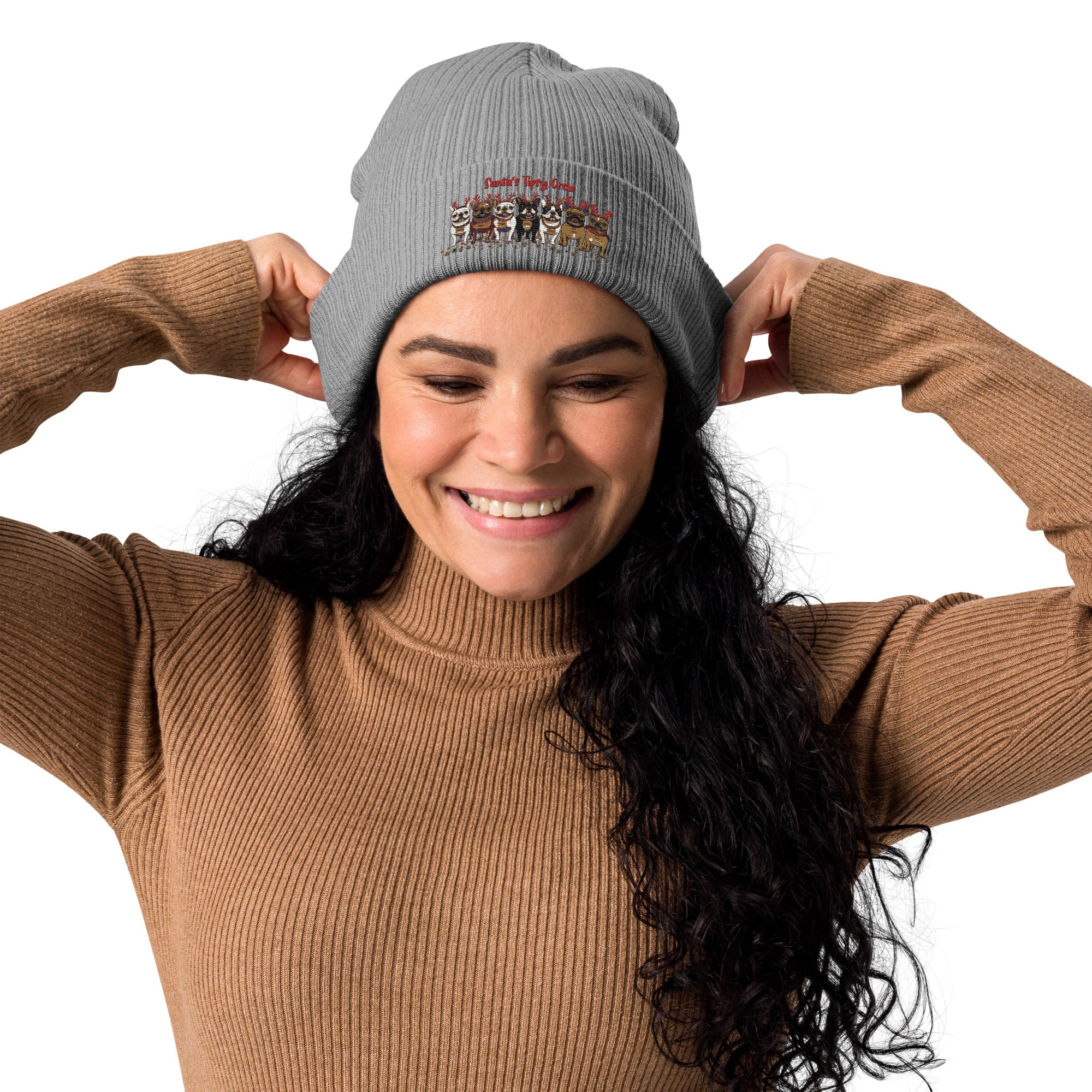 "Santa’s Tipsy Crew" Organic Ribbed Beanie (French)