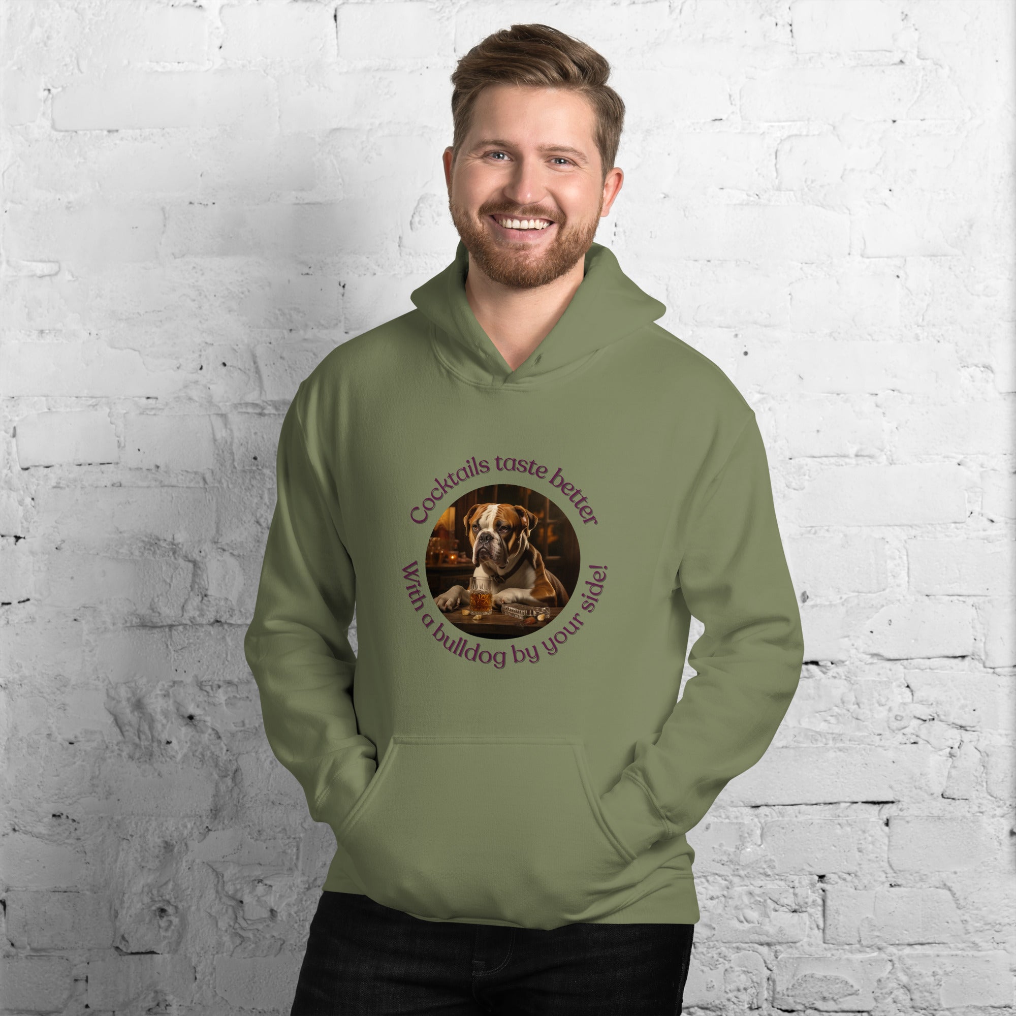 Unisex Hoodie Cocktails Taste Better American Bulldog