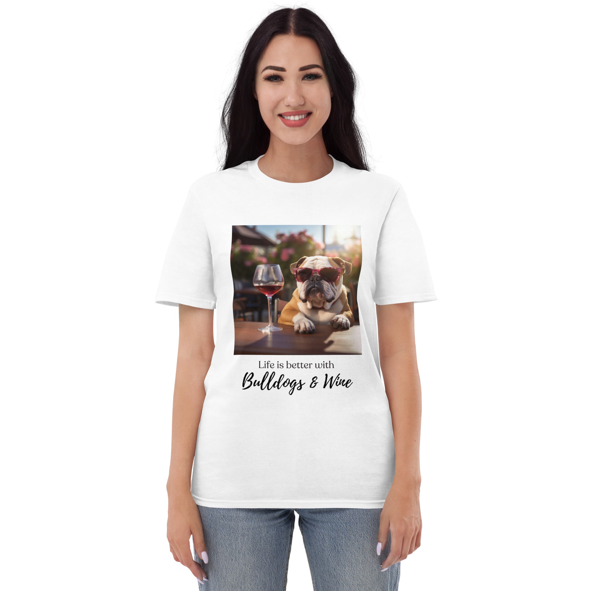 Short-Sleeve T-Shirt - Life is Better - English Bulldog Brown