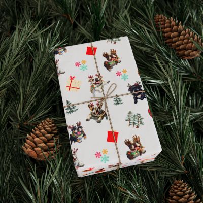 "Santa’s Tipsy Crew" Christmas Wrapping Paper (English)